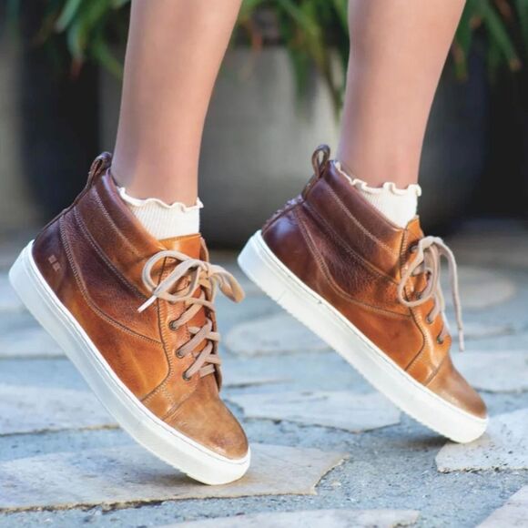 Bed Stu Rossella Brown Leather High Top Sneakers Women's Size 9 - Picture 1 of 16